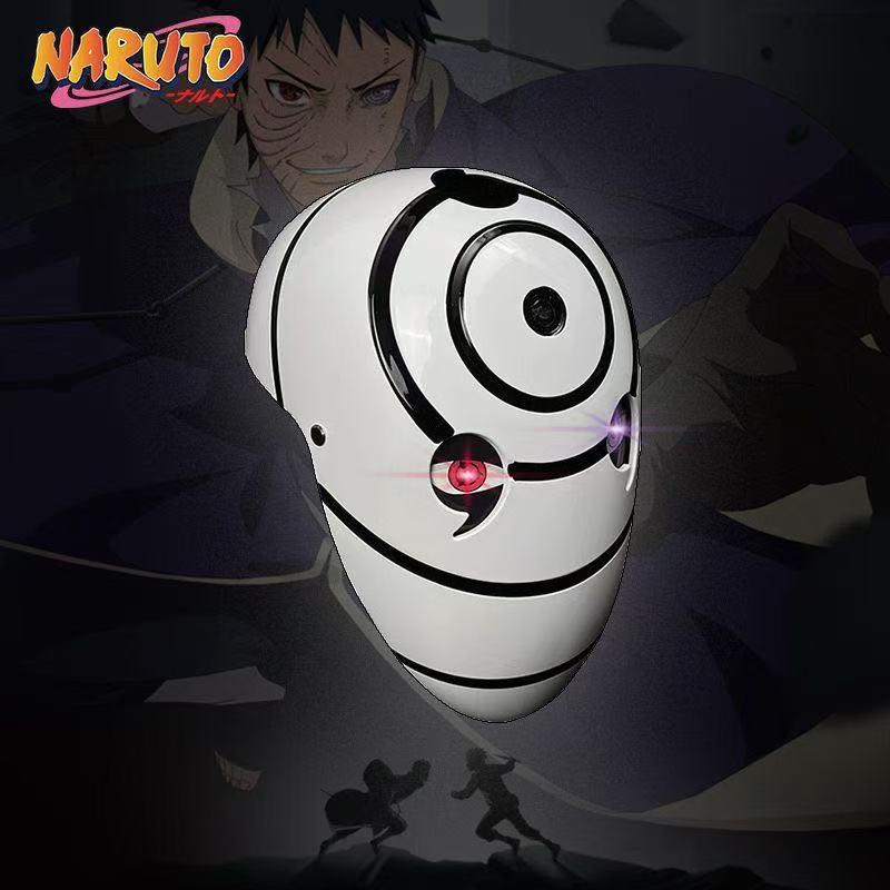 Naruto Tobi Uchiha Obito Cosplay Costume Set, Akatsuki Red Cloud Cloak + Obito Mask, Anime Ninja Outfit for Halloween Cosplay Party