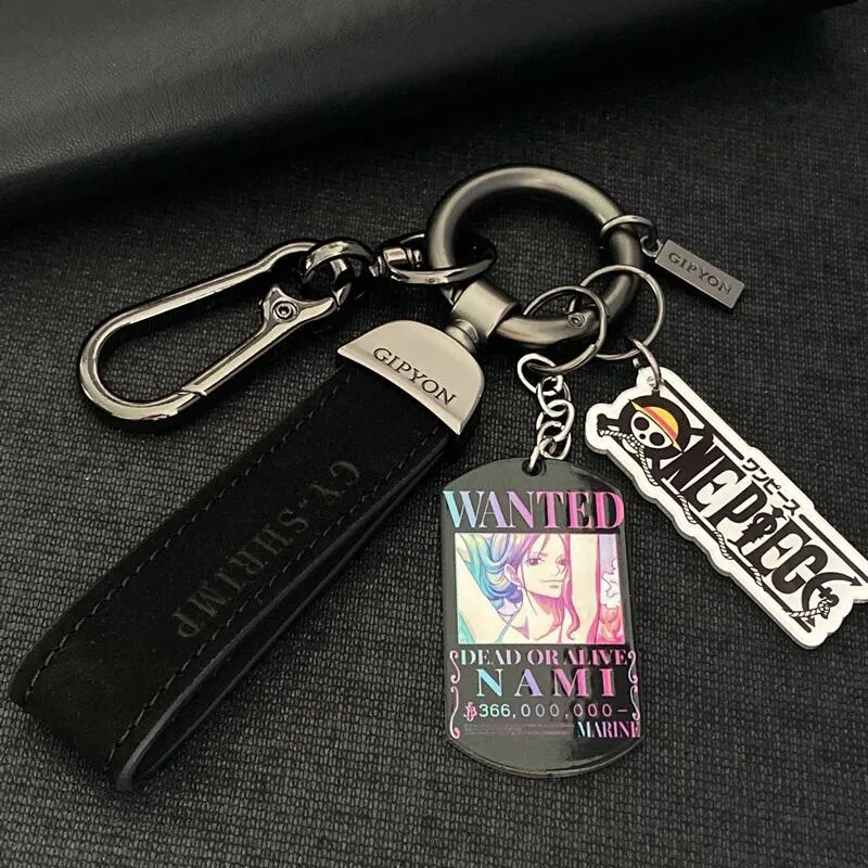 One Piece Keychain: Luffy, Zoro, Ace Wanted Poster Titanium Steel Military Badge Keychain Accessory For Men and Women Car Keychain