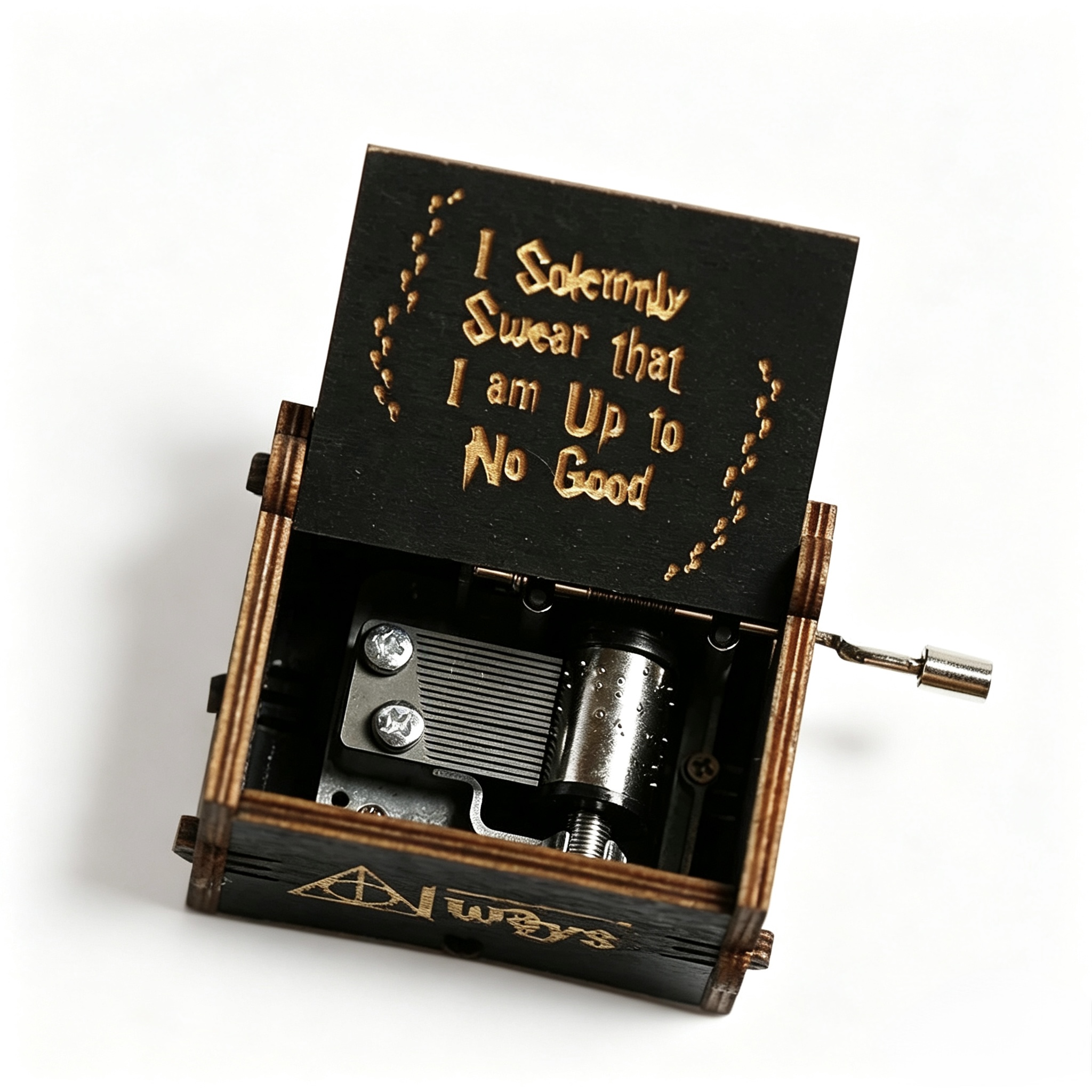 Harry Potter Hand Cranked Wooden Music Box, Classic Engraved Magical Themed Melody Box, Vintage Wood Musical Gift Box for Movie Fans Birthday Present