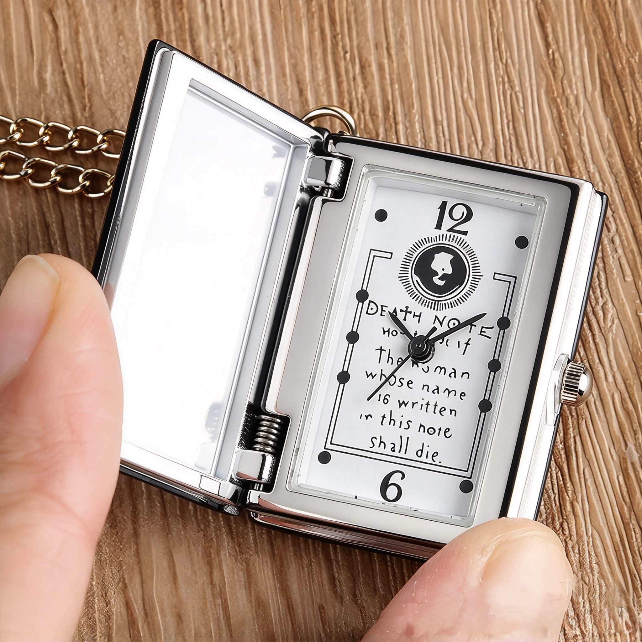 Death Note Book Shaped Pocket Watch with Chain, Anime Death Note Mini Book Pendant Watch, Vintage Quartz Pocket Watch Keychain Collectible for Anime Fans