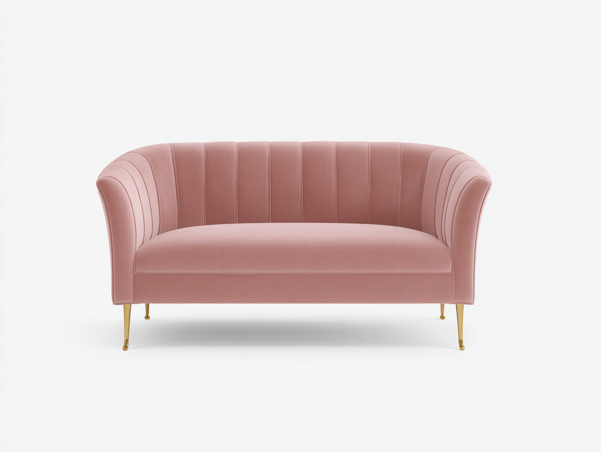 Sofás 2 plazas tapizado en terciopelo 150x78x75 cm - rosa empolvado - diseño elegante para salón-Bamboogoly