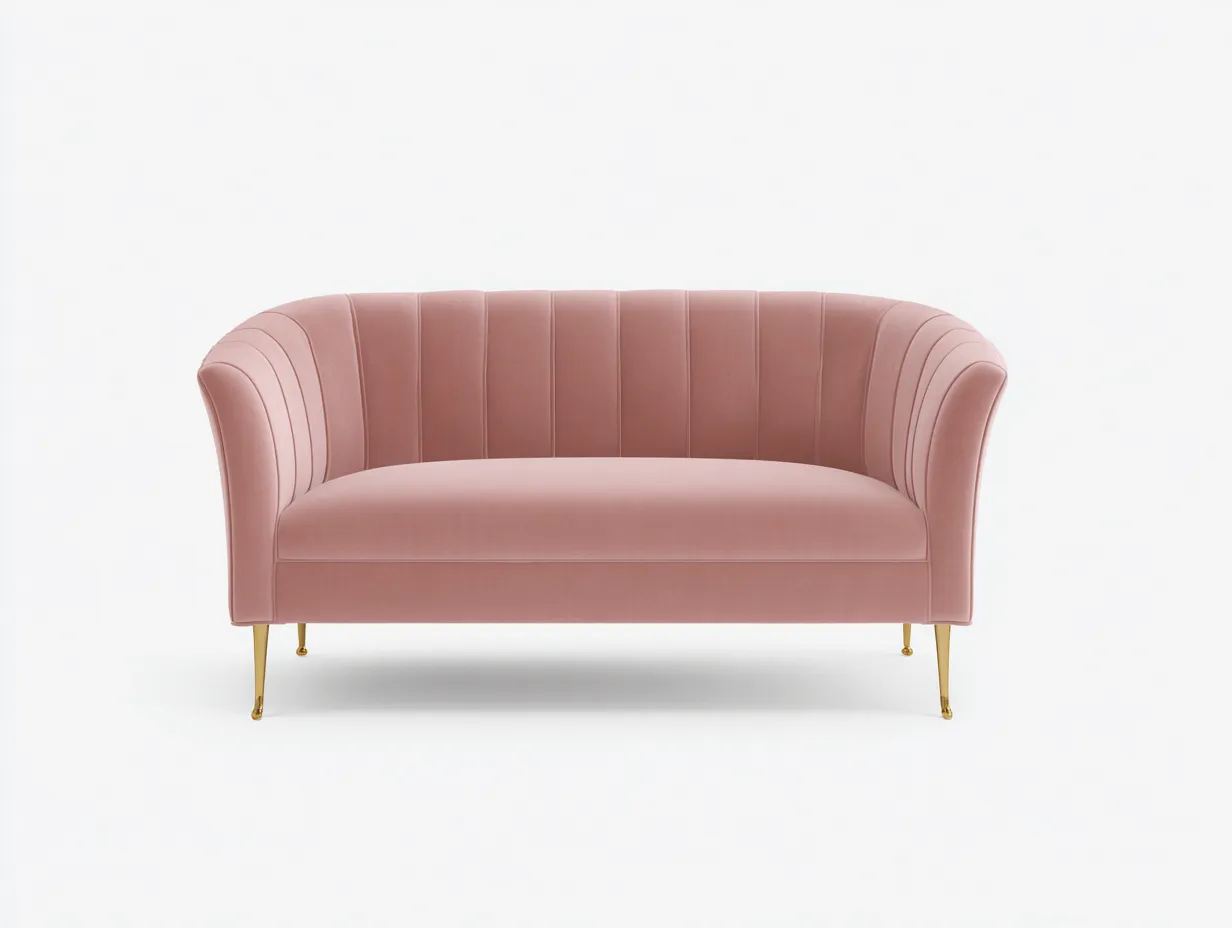 Sofás 2 plazas tapizado en terciopelo 150x78x75 cm - rosa empolvado - diseño elegante para salón-Bamboogoly