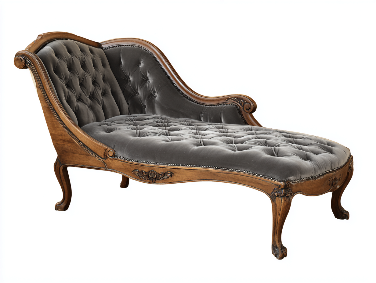Chaise longue clásica tapizada terciopelo 165x70x85 cm - gris oscuro - madera - para salón - estilo clásico-Bamboogoly