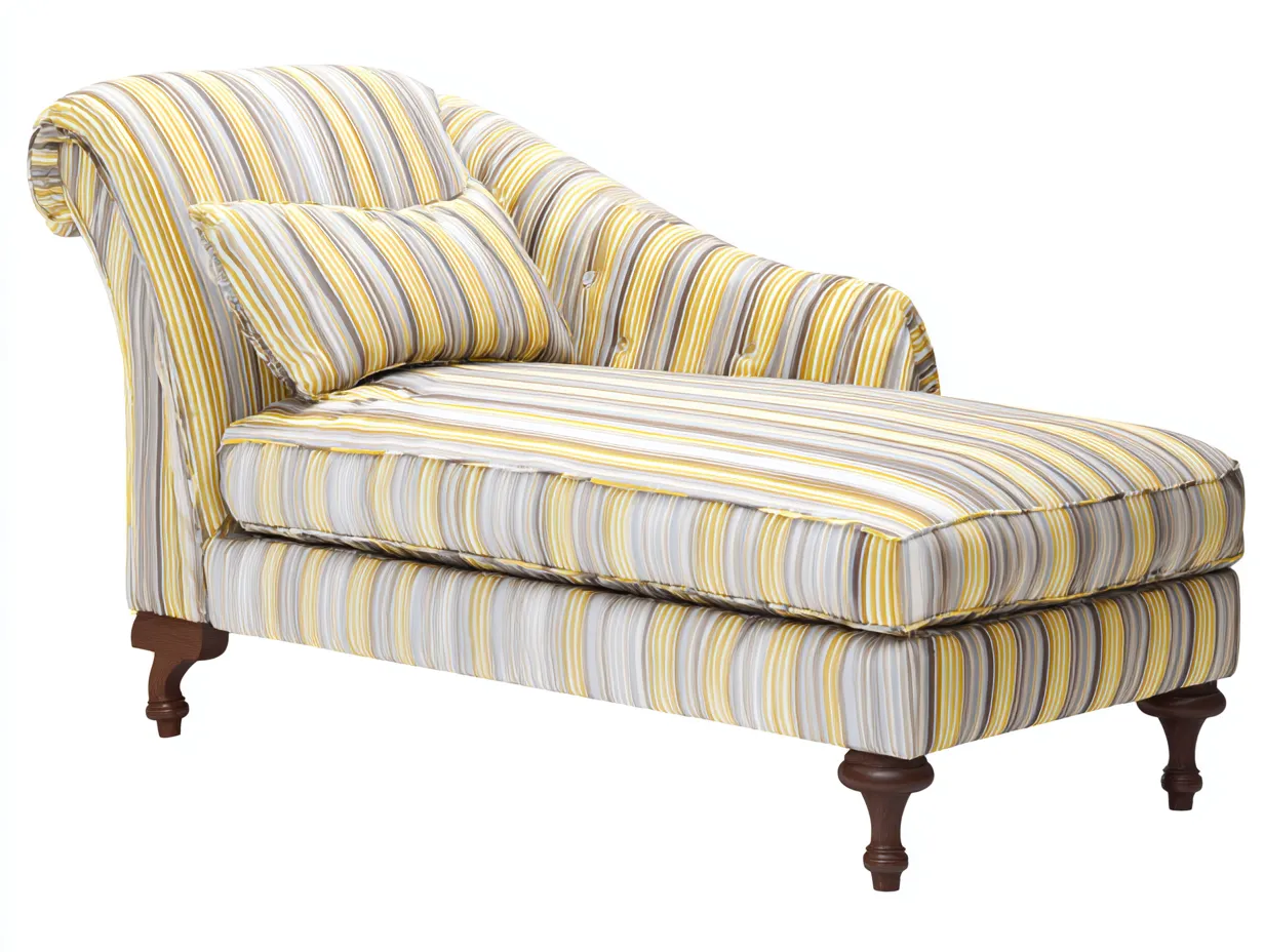 Chaise longue tapizada de tela 165x75x80 cm - blanco - amarillo - gris - diseño clásico para salón-Bamboogoly