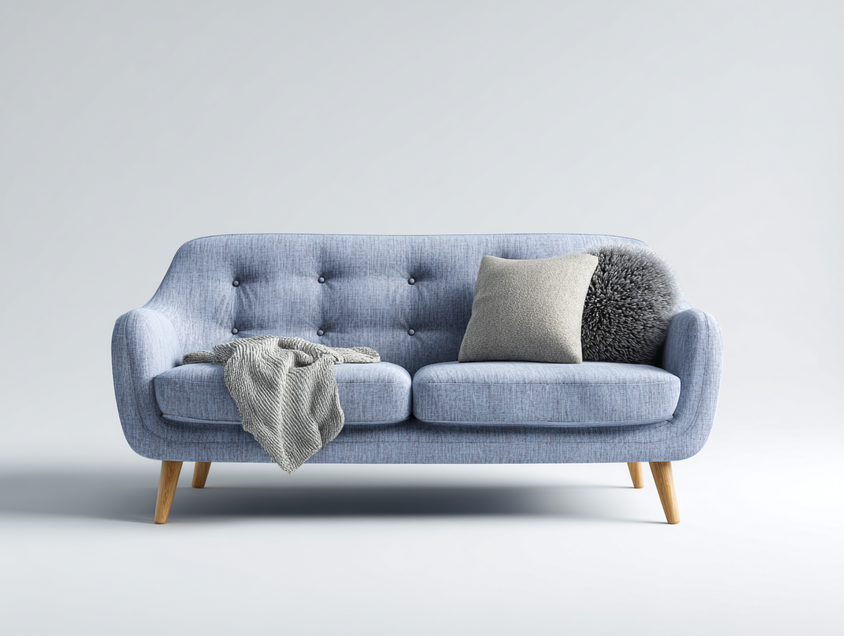 Sofás 2 plazas tapizado en tela 145x80x82 cm - azul grisáceo - estilo contemporáneo para salón-Bamboogoly