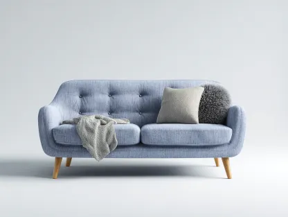 Sofás 2 plazas tapizado en tela 145x80x82 cm - azul grisáceo - estilo contemporáneo para salón-Bamboogoly