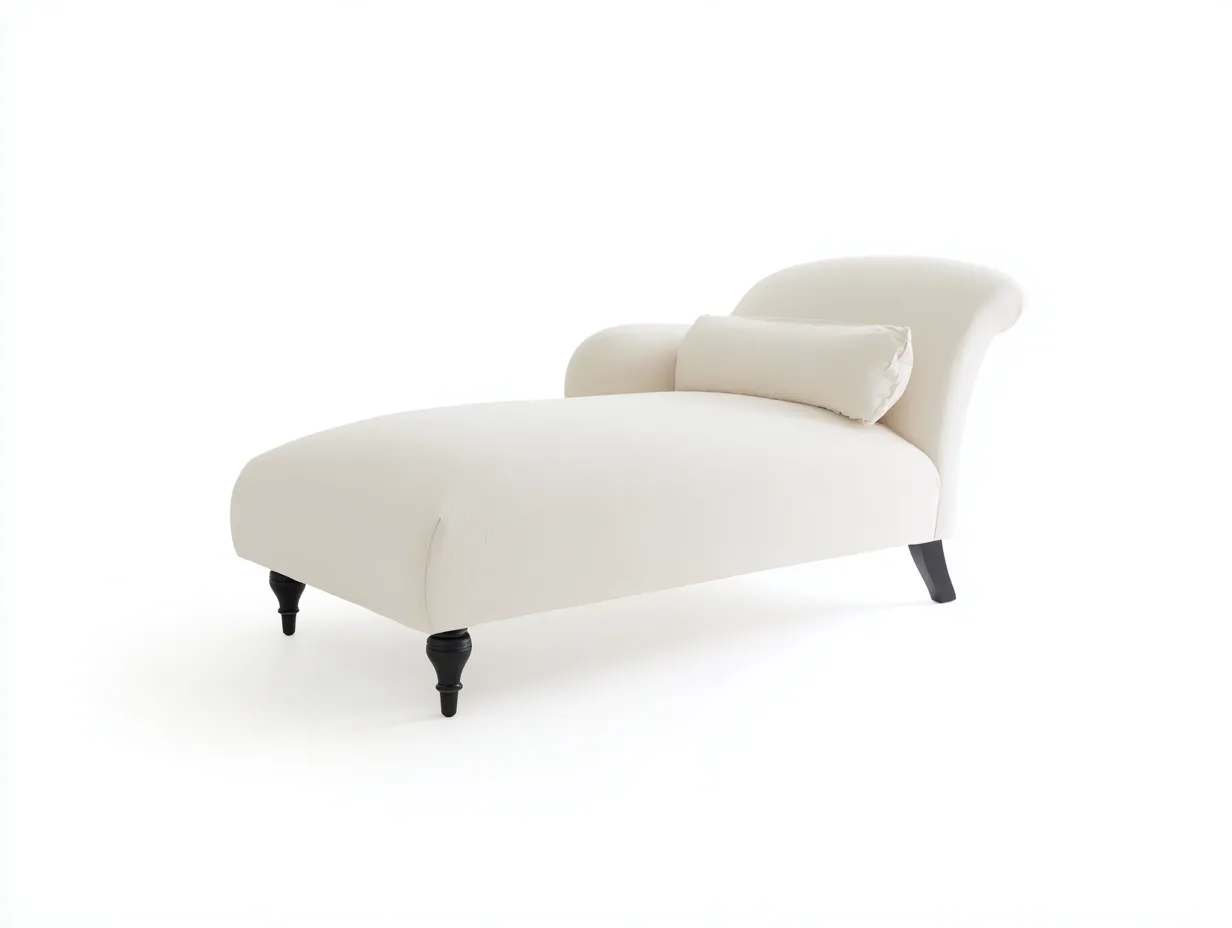 Chaise longue tapizada tela 175x75x80 cm - blanco - para salón - diseño moderno-Bamboogoly