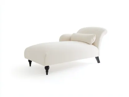 Chaise longue tapizada tela 175x75x80 cm - blanco - para salón - diseño moderno-Bamboogoly