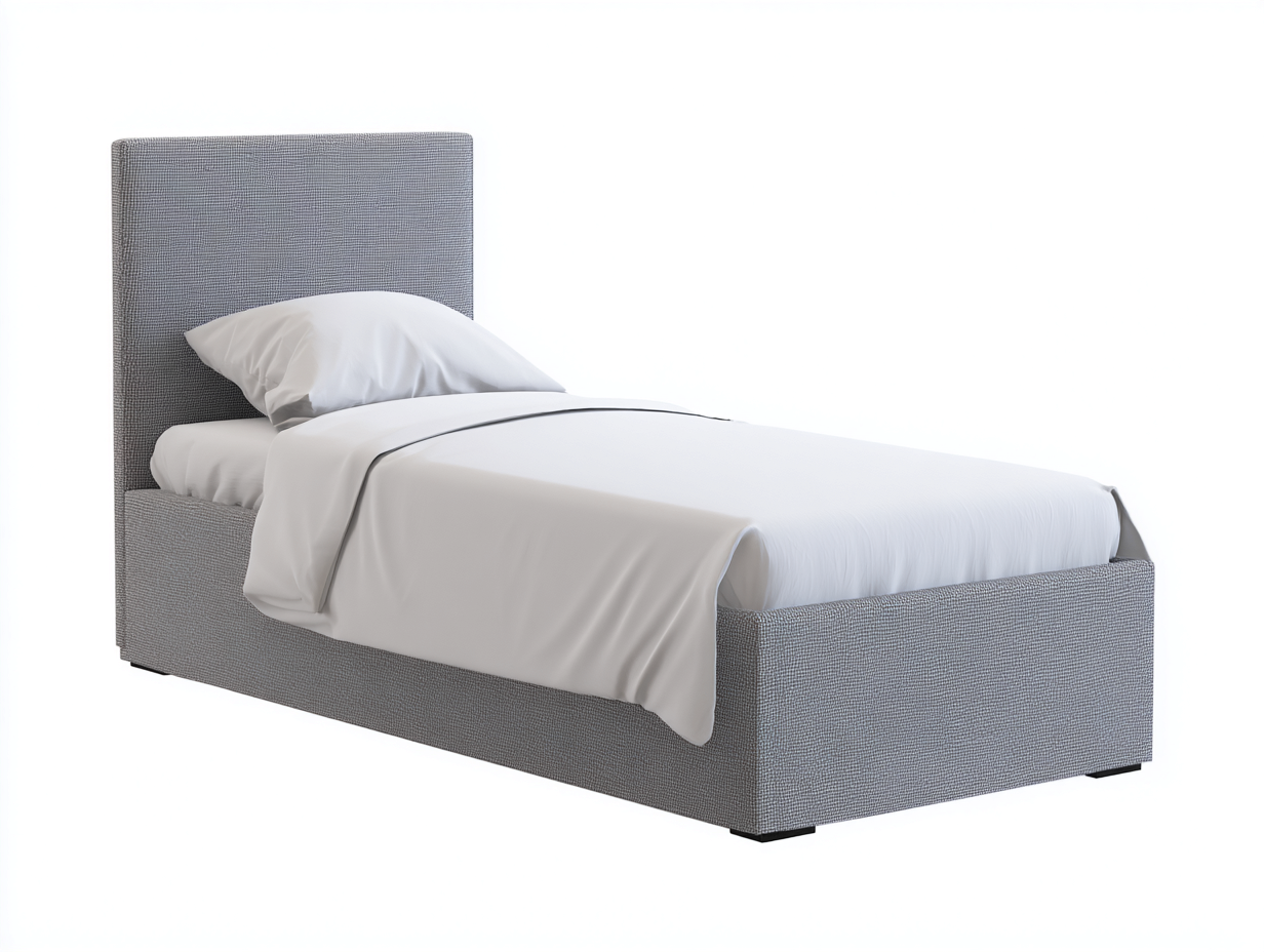 Cama individual tapizada tela con cabecero 200x90x100 cm - gris claro - para dormitorio - diseño moderno-Bamboogoly