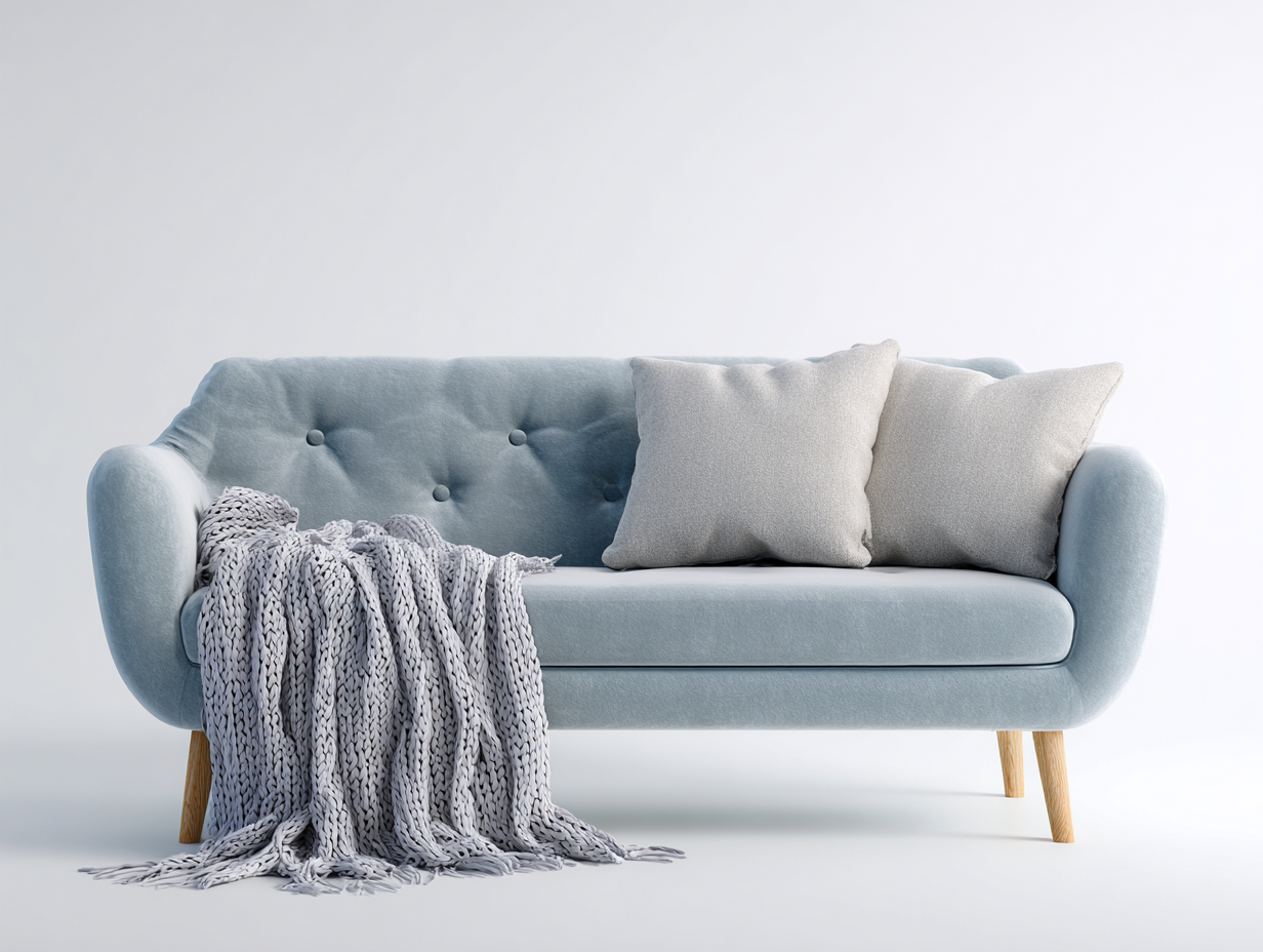 Sofás 2 plazas tapizado en tela 155x85x83 cm - azul claro - diseño contemporáneo para salón-Bamboogoly