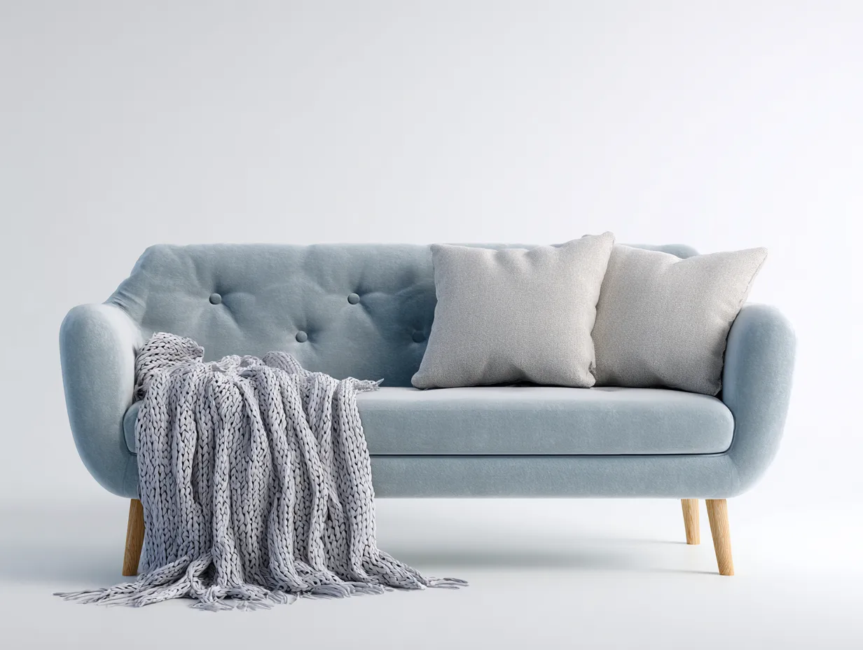 Sofás 2 plazas tapizado en tela 155x85x83 cm - azul claro - diseño contemporáneo para salón-Bamboogoly