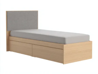 Cama individual madera con cajones 200x90x100 cm - madera clara - para dormitorio - diseño moderno-Bamboogoly