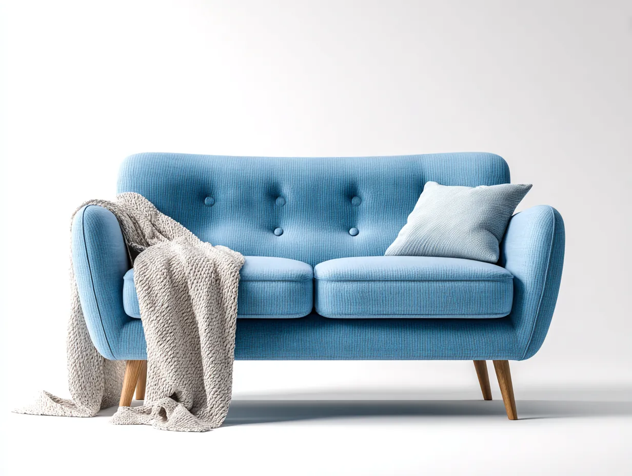 Sofás 2 plazas tapizado en tela 150x82x85 cm - azul claro - diseño moderno para salón-Bamboogoly
