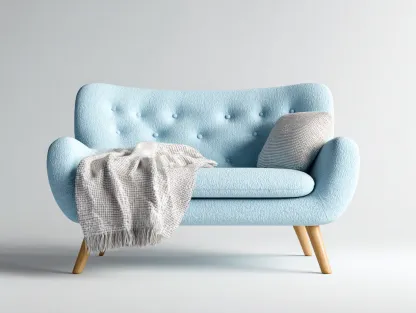 Sofás 2 plazas tapizado en tela 130x75x80 cm - azul claro - diseño moderno para salón-Bamboogoly