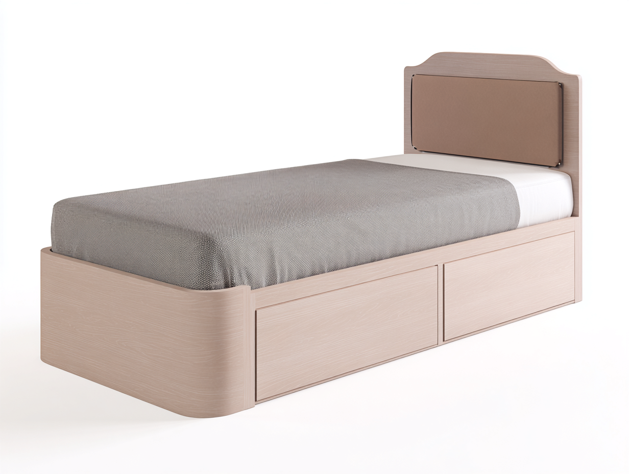 Cama individual madera con cajones 200x90x95 cm - madera clara - para dormitorio - diseño moderno-Bamboogoly