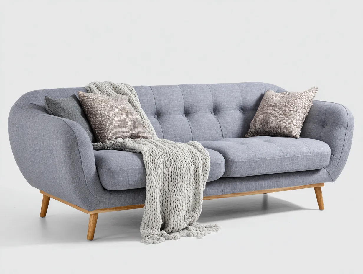 Sofás 2 plazas tapizado en tela 160x88x84 cm - azul grisáceo - diseño moderno para salón-Bamboogoly