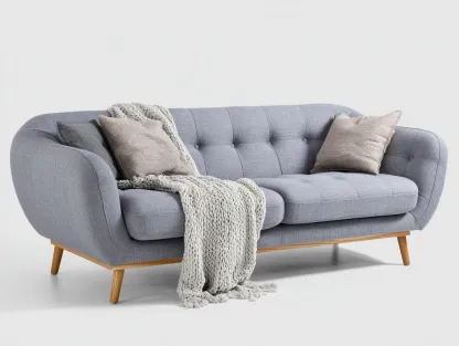 Sofás 2 plazas tapizado en tela 160x88x84 cm - azul grisáceo - diseño moderno para salón-Bamboogoly