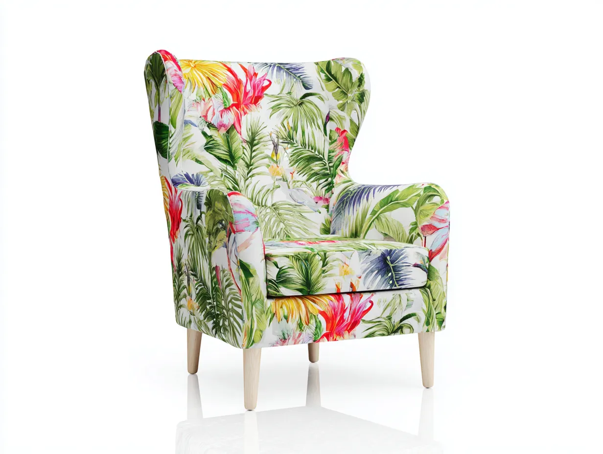 Poltrona in tessuto - Tessuto - 80x84x104 cm - Multicolore - Design tropicale-Homiupbay