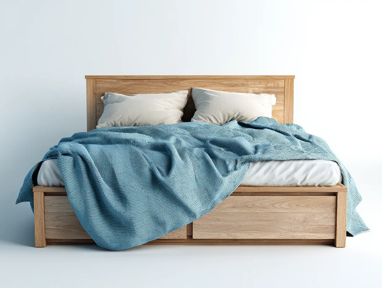 Letto matrimoniale - Legno - 212x172x96 cm - Naturale - Design moderno-Homiupbay