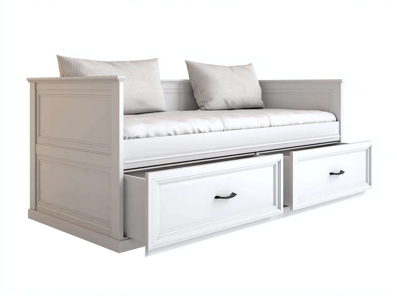 Divano letto - Legno - 214x94x82 cm - Bianco - Design classico-Homiupbay