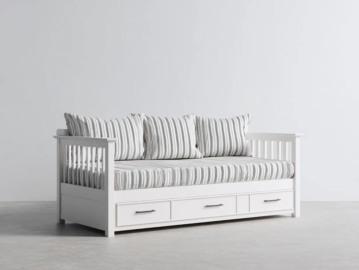 Divano letto - Legno - 200x90x78 cm - Bianco - Design classico-Homiupbay