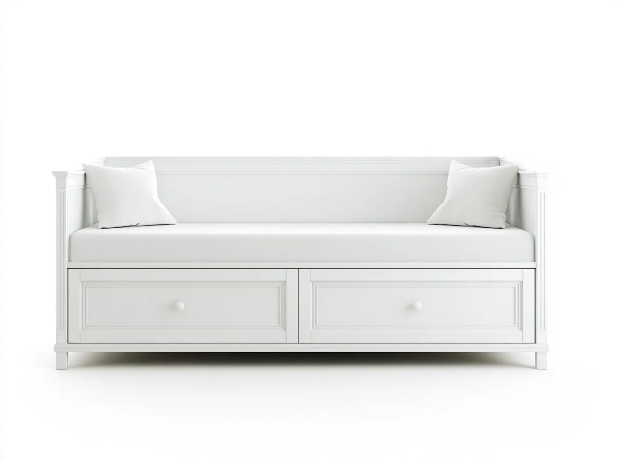 Divano letto - Legno - 206x88x76 cm - Bianco - Design classico-Homiupbay