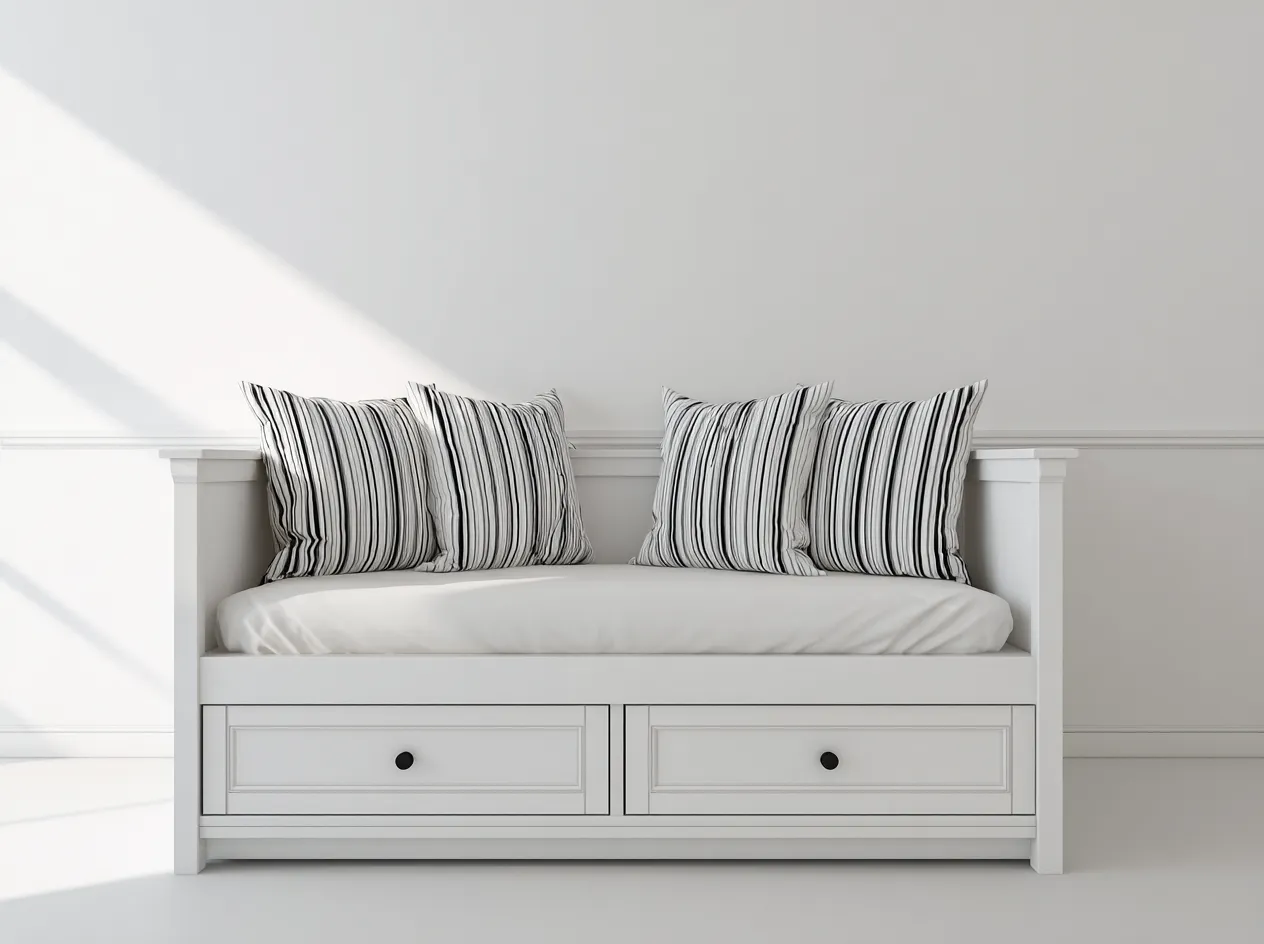 Divano letto - Legno - 195x85x75 cm - Bianco - Design classico-Homiupbay