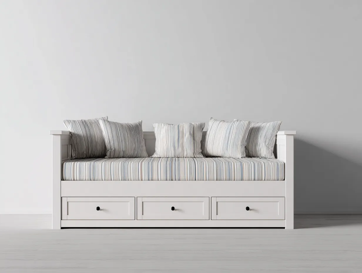 Divano letto - Legno - 205x92x80 cm - Bianco - Design classico-Homiupbay