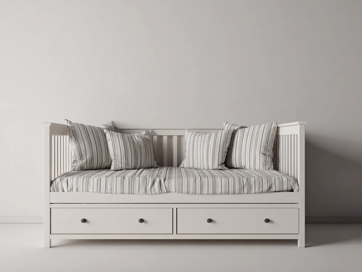 Divano letto - Legno - 198x88x82 cm - Bianco - Design classico-Homiupbay