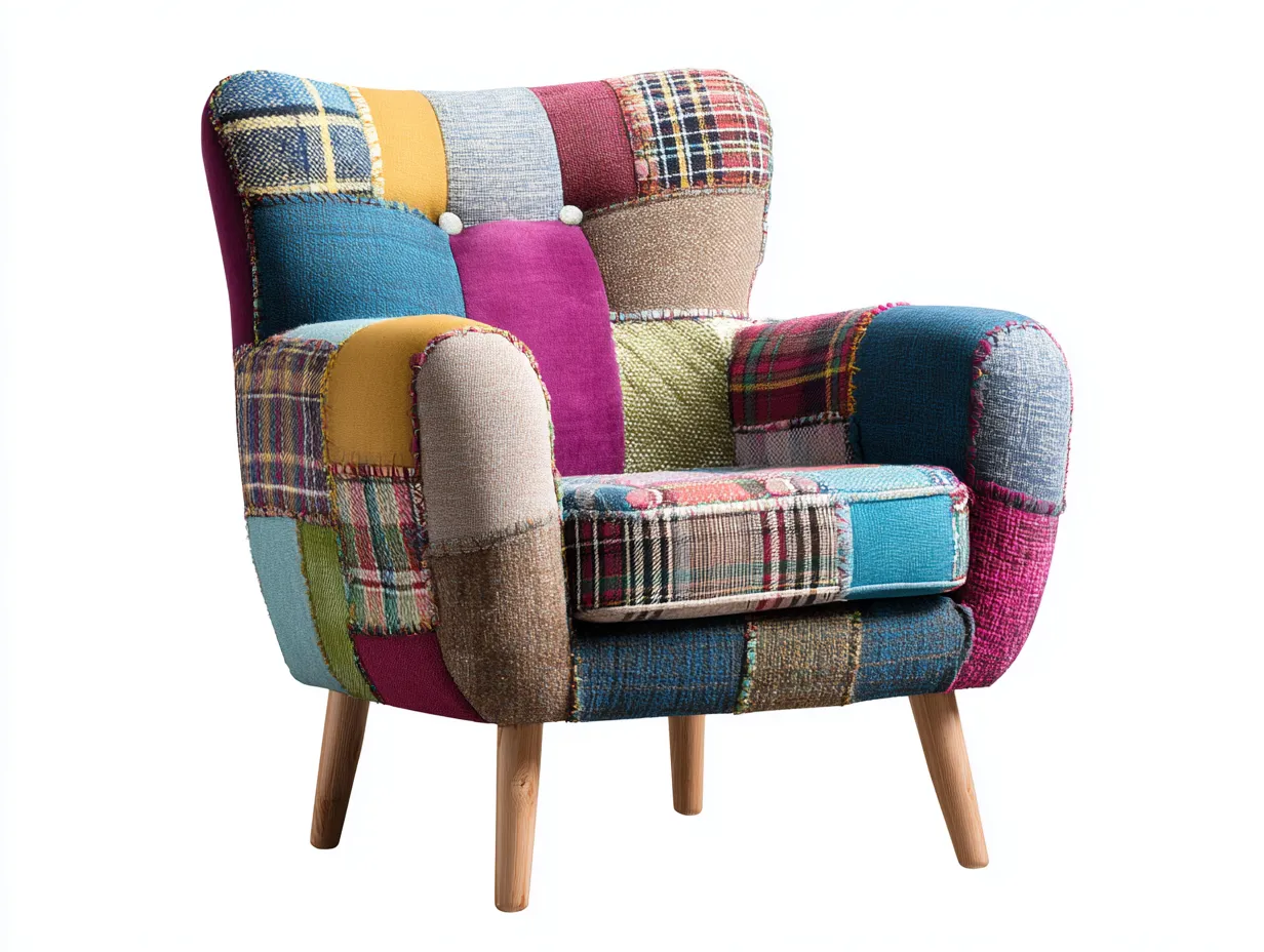 Poltrona in tessuto - Tessuto - 88x90x92 cm - Multicolore - Design patchwork-Homiupbay