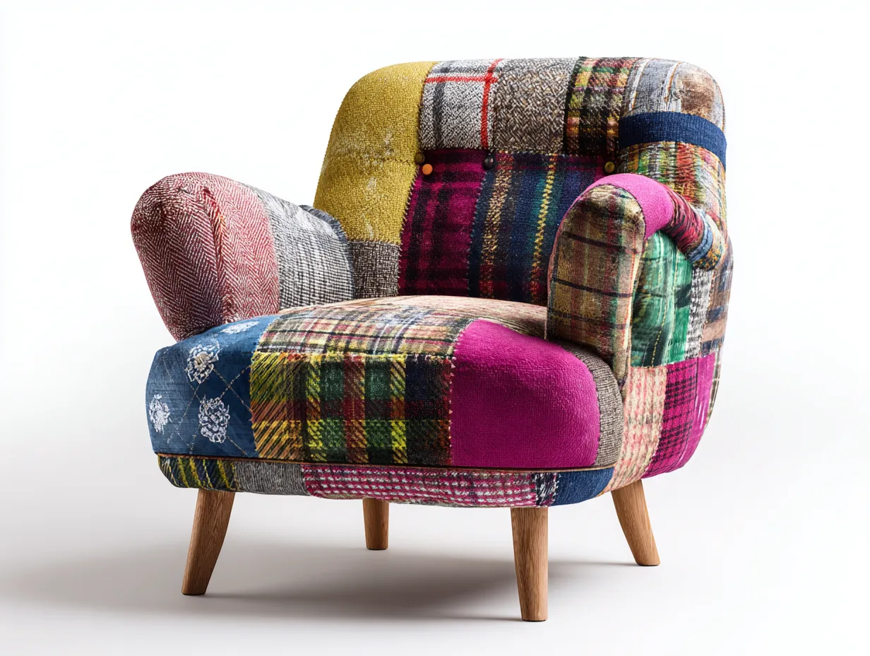 Poltrona in tessuto - Tessuto - 86x88x90 cm - Multicolore - Design patchwork-Homiupbay