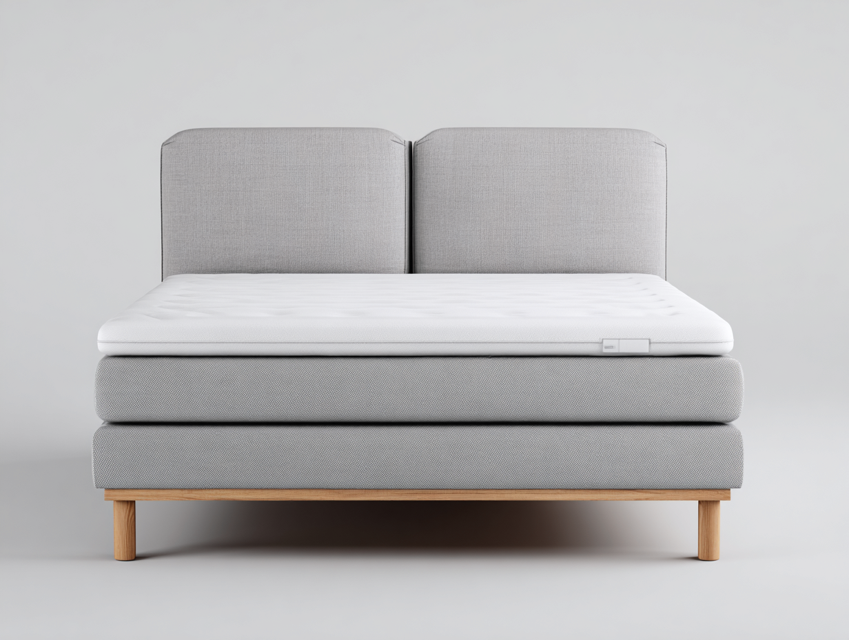 Doppelbett Stoffpolster 200x180x58 cm - Grau - Gepolstertes Bett mit Holzfüßen für Schlafzimmer-Homimybay