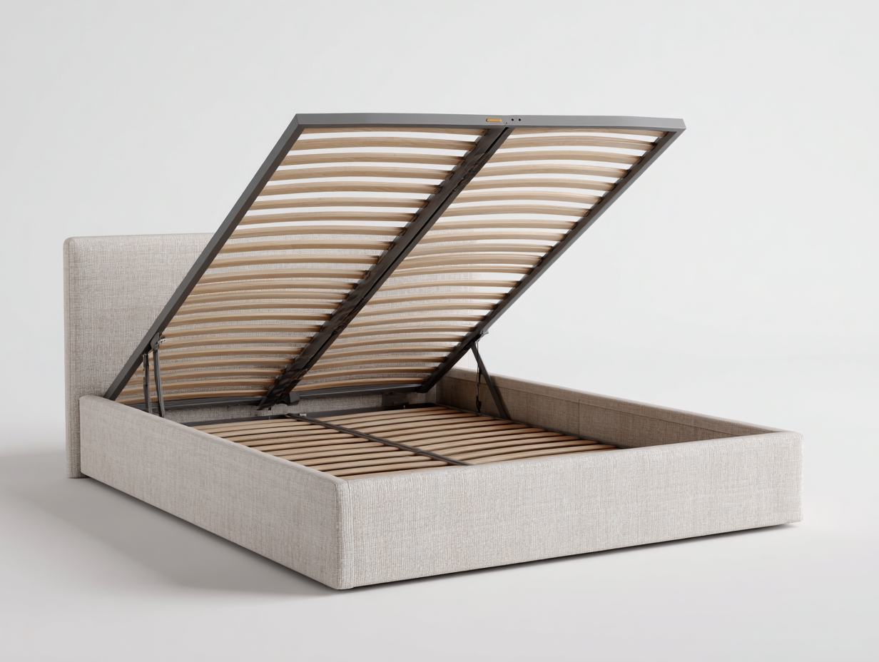 Doppelbett Stoffpolster 200x180x42 cm - Beige - Bett mit Stauraum und Lattenrost für Schlafzimmer-Homimybay