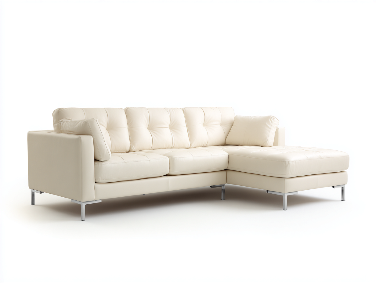 Ecksofa Kunstleder 285x175x80 cm - Beige - Modernes Design für das Wohnzimmer-Homimybay