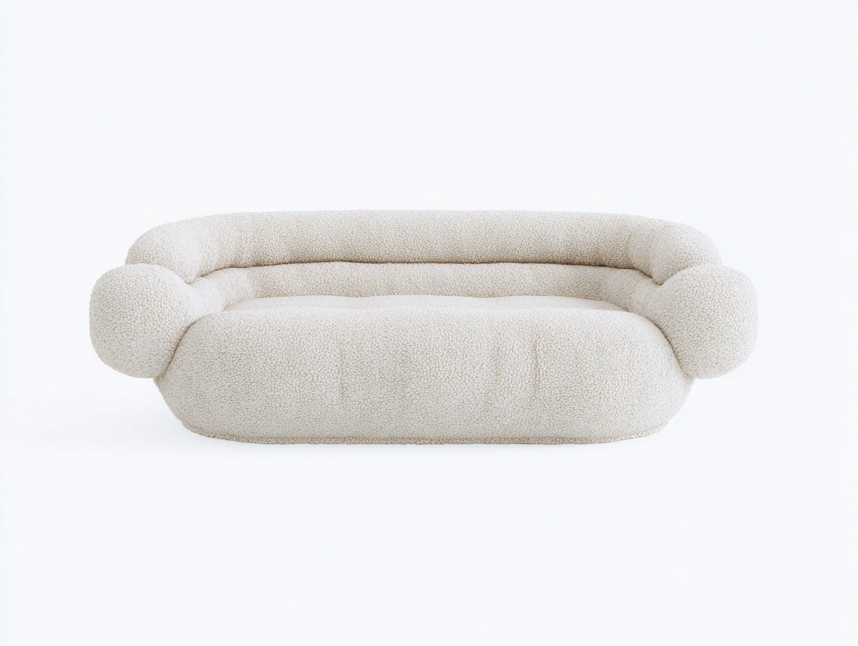 Zweisitzer Sofa Bouclé 170x85x75 cm - Creme - modernes Design für das Wohnzimmer-Homimybay