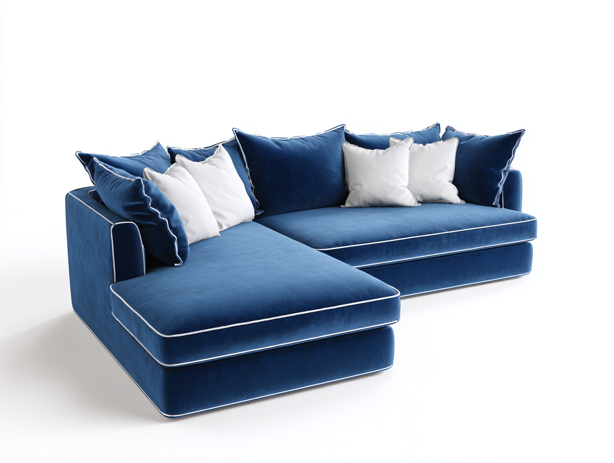 Ecksofa Samt Stoff 290x180x82 cm - Blau - Modernes Design für das Wohnzimmer-Homimybay