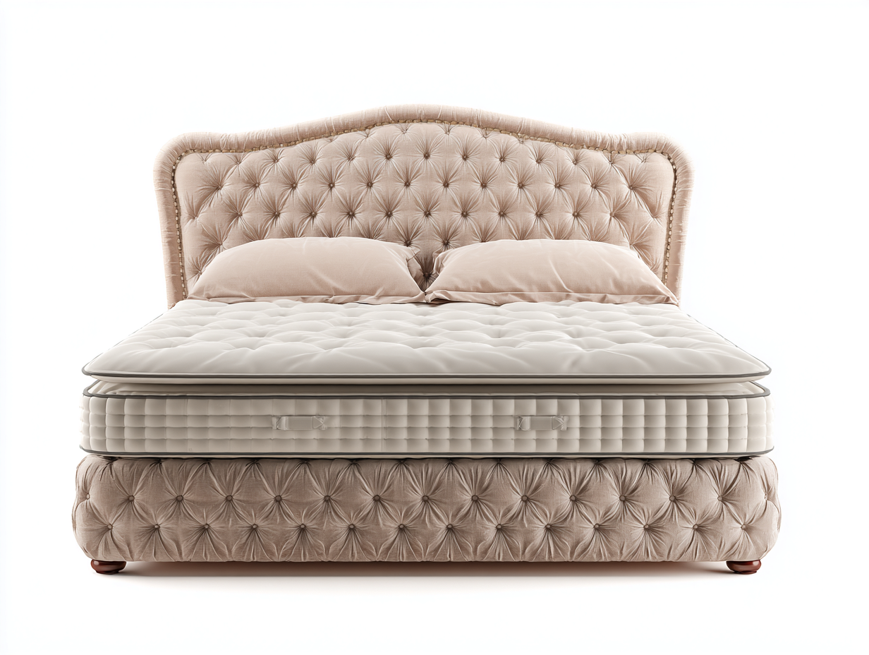 Doppelbett Samtpolster 200x180x110 cm - Beige - Gepolstertes Bett mit hohem Kopfteil für Schlafzimmer-Homimybay