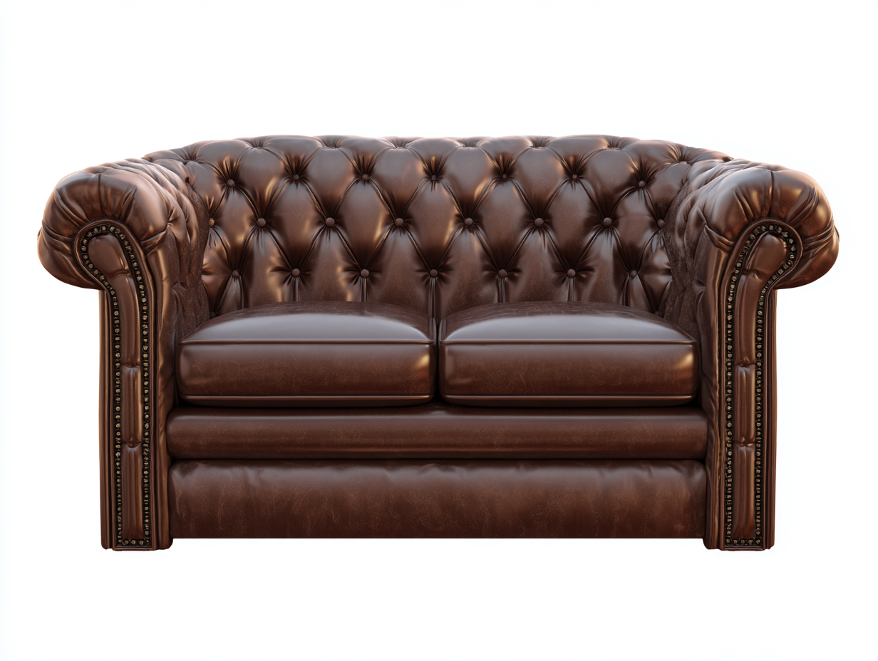 Zweisitzer Sofa Leder 165x90x75 cm - Braun - klassisches Design geeignet für das Schlafzimmer-Homimybay