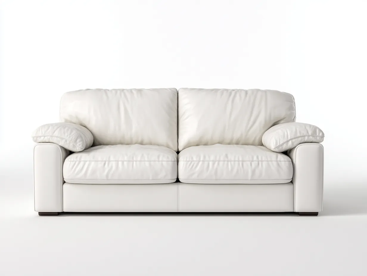 Divano a due posti-Pelle-Legno-180x95x83 cm-Bianco-Stile moderno-Oakgetden