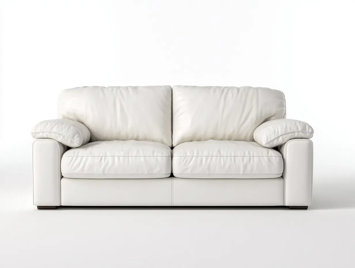 Divano a due posti-Pelle-Legno-180x95x83 cm-Bianco-Stile moderno-Oakgetden