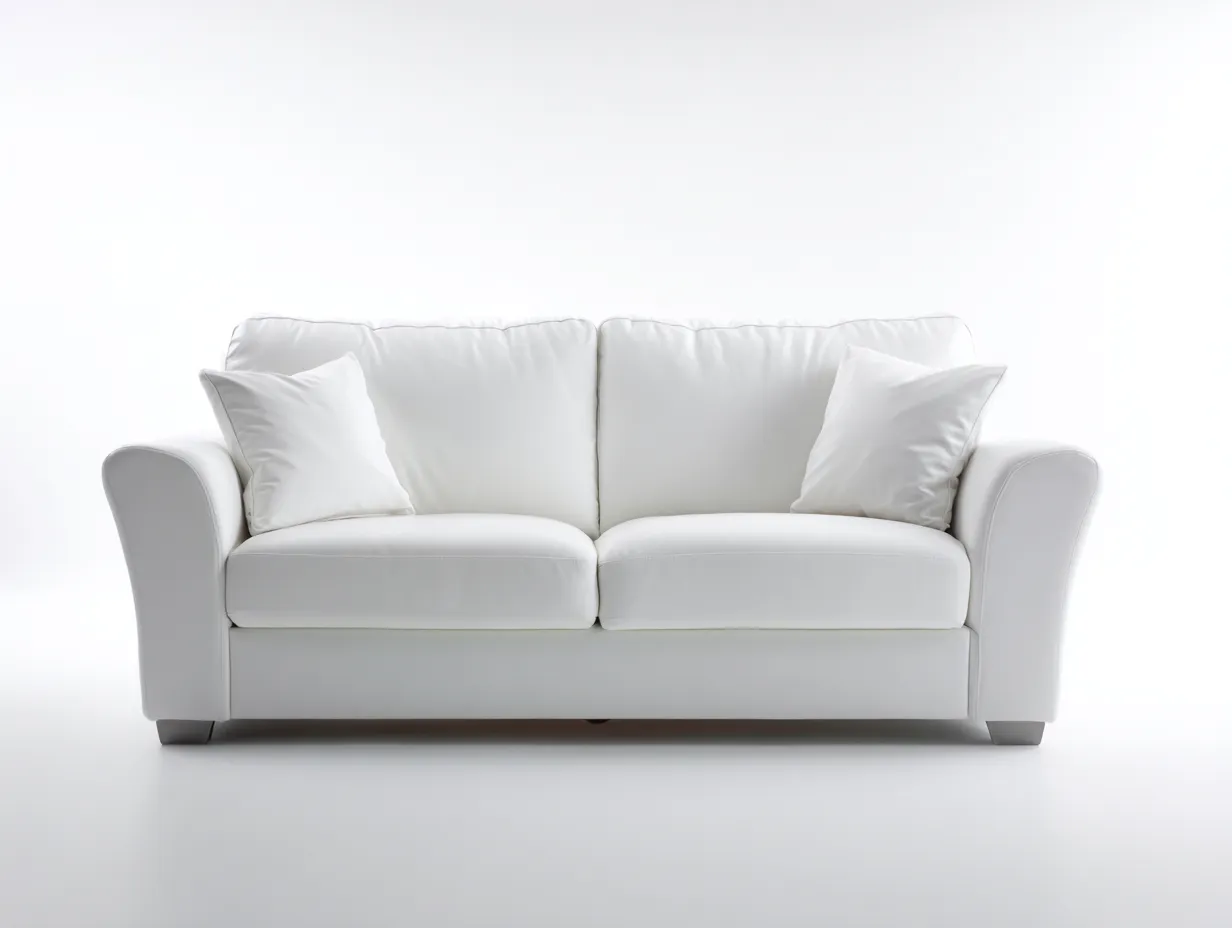 Divano a due posti-Pelle-Legno-182x96x84 cm-Bianco-Stile moderno-Oakgetden