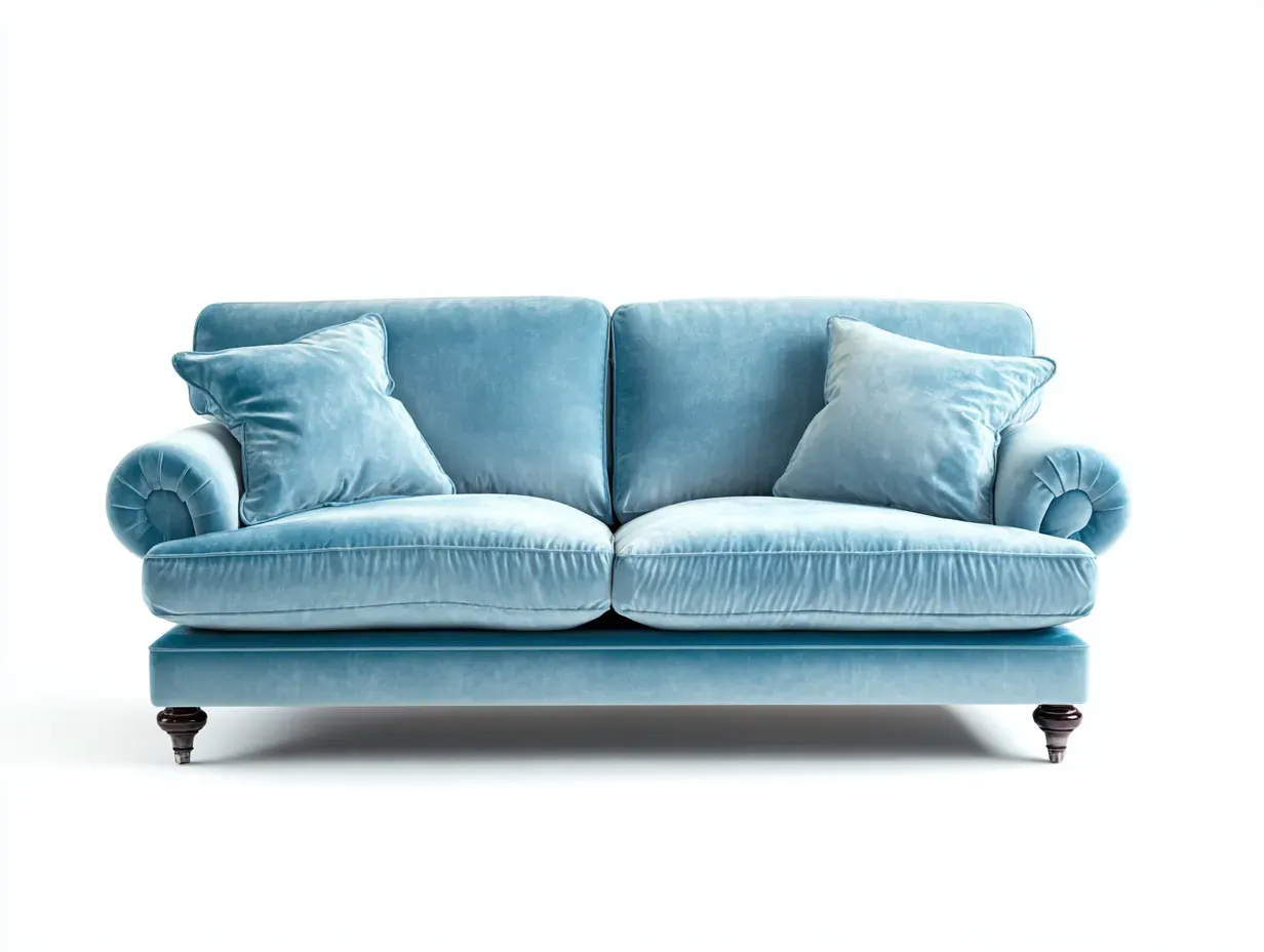 Divano a due posti-Tessuto-Legno-188x98x85 cm-Azzurro chiaro-Stile moderno-Oakgetden