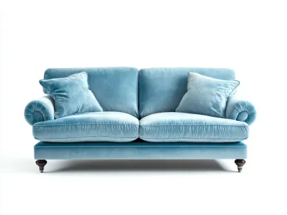 Divano a due posti-Tessuto-Legno-188x98x85 cm-Azzurro chiaro-Stile moderno-Oakgetden