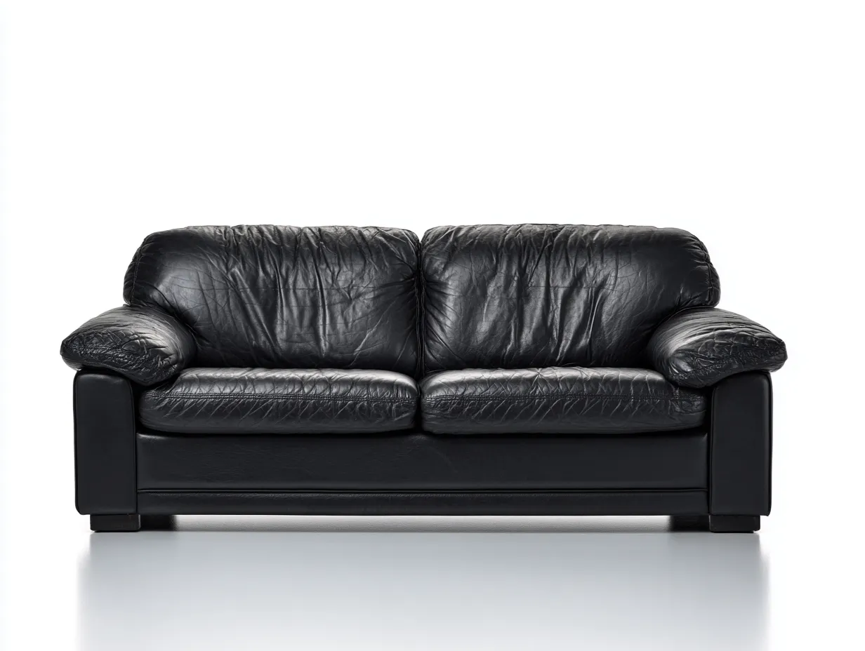 Divano a due posti-Pelle-Legno-176x94x82 cm-Nero-Stile moderno-Oakgetden