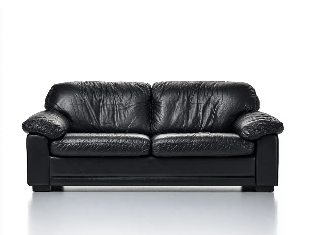 Divano a due posti-Pelle-Legno-176x94x82 cm-Nero-Stile moderno-Oakgetden