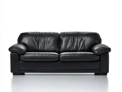 Divano a due posti-Pelle-Legno-176x94x82 cm-Nero-Stile moderno-Oakgetden