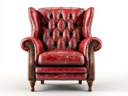 Poltrona a orecchioni-pelle-legno-91x83x105 cm-rosso-stile classico-Oakgetden