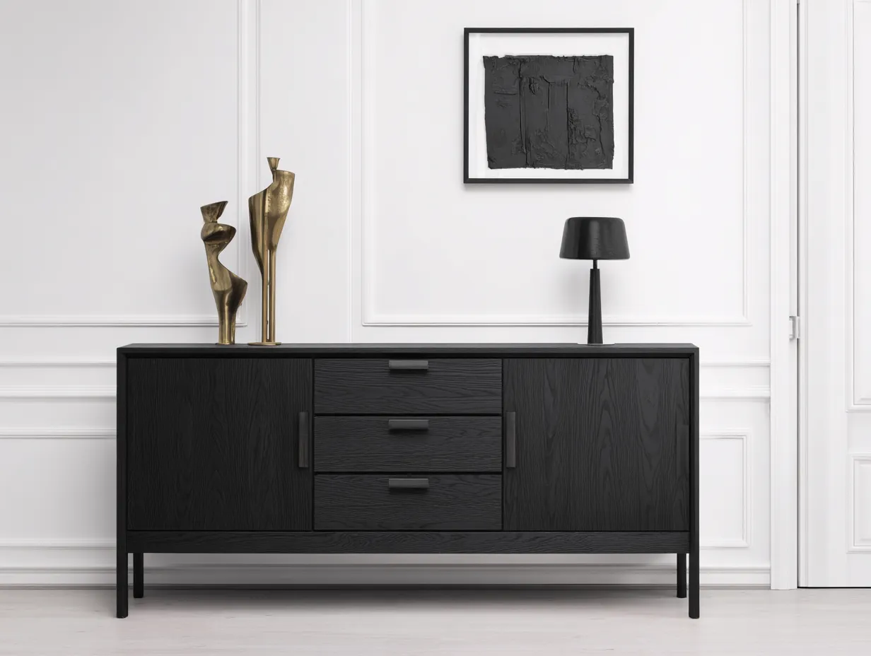 Mobile ingresso-Legno-175x46x72 cm-Nero-Stile moderno-Oakgetden