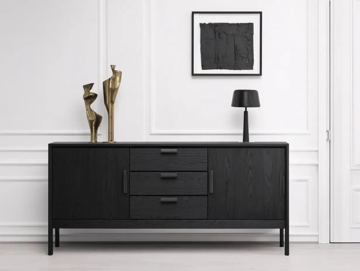 Mobile ingresso-Legno-175x46x72 cm-Nero-Stile moderno-Oakgetden