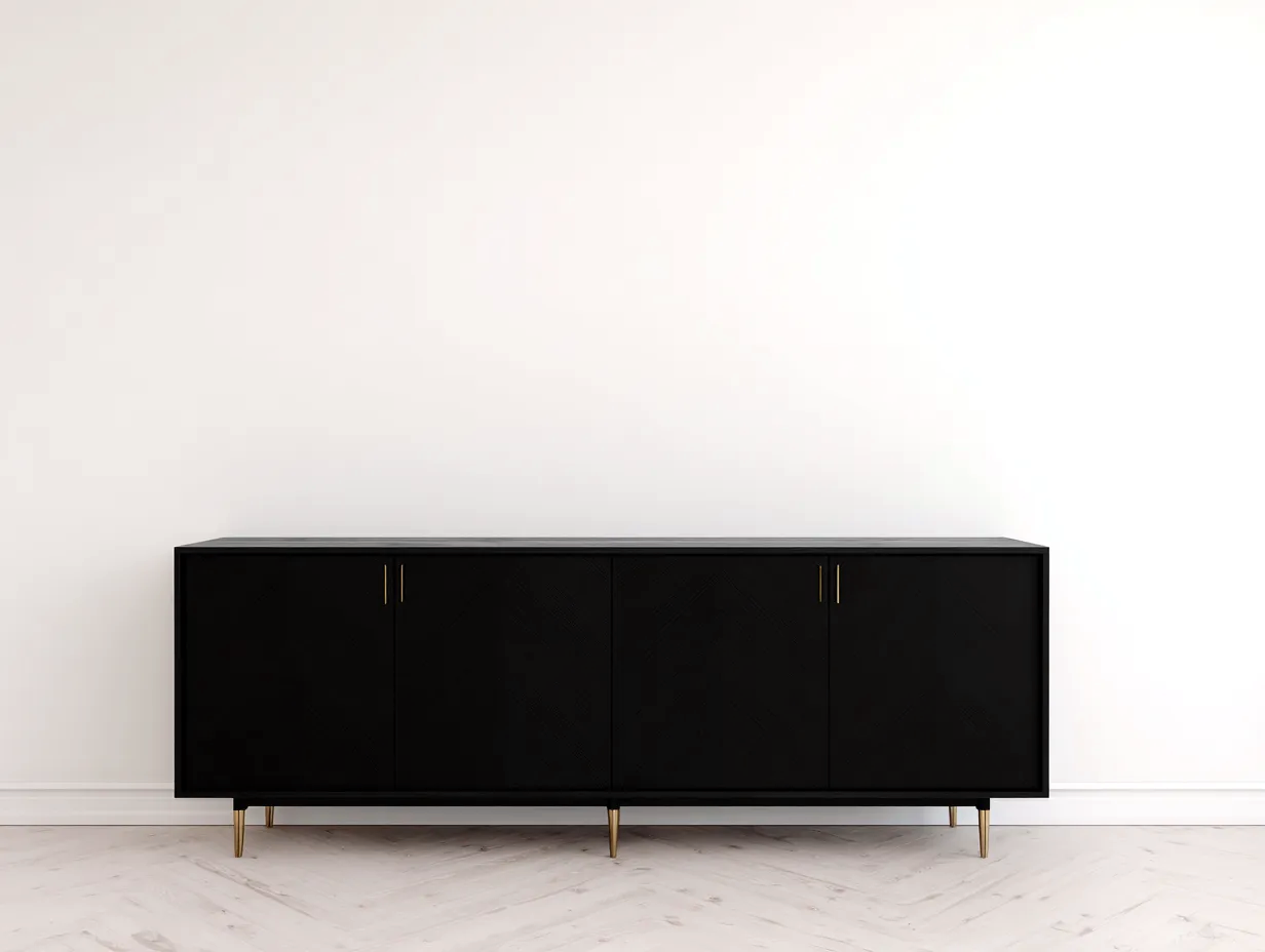 Dielenschränke - Holz-Metall - 184x46x72 cm - Schwarz - Modernes Design-Nestuppad